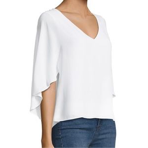 BCBGMAXAZRIA Shannah White Top Cape Blouse